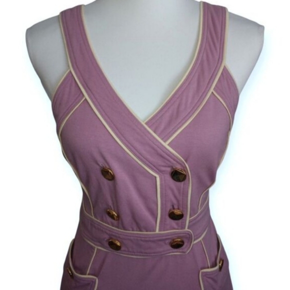 Marc By Marc Jacobs Purple & Cream Double-Breasted Mini Dress Sz.M EUC - Picture 2 of 8
